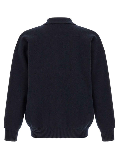 Blue Merino Wool Polo Shirt