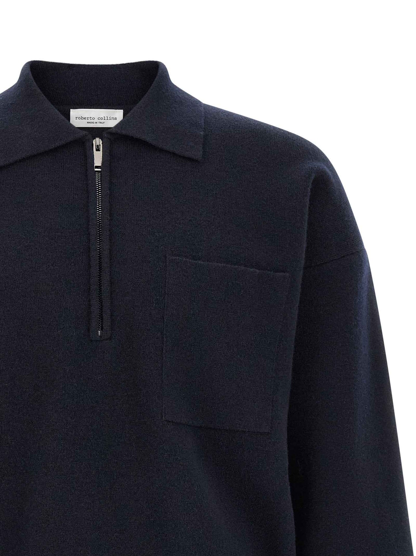 Blue Merino Wool Polo Shirt