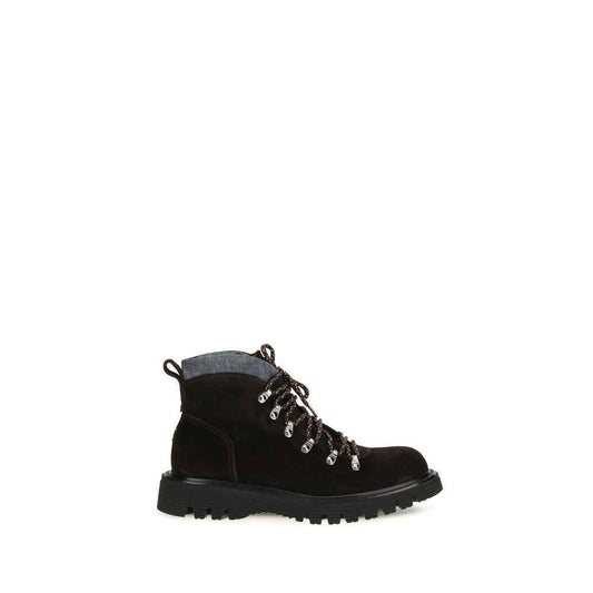 Brown Suede Leather Lace-Up Boots