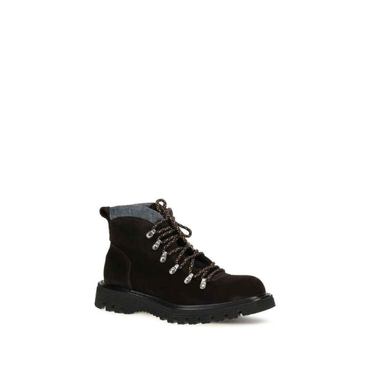 Brown Suede Leather Lace-Up Boots