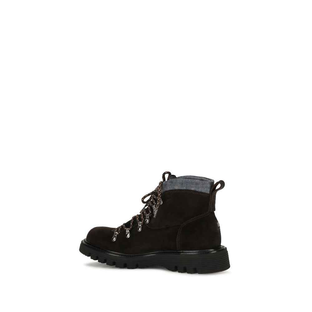 Brown Suede Leather Lace-Up Boots