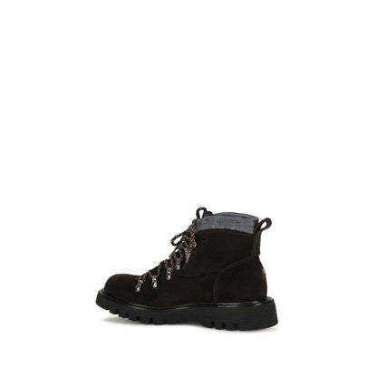 Brown Suede Leather Lace-Up Boots