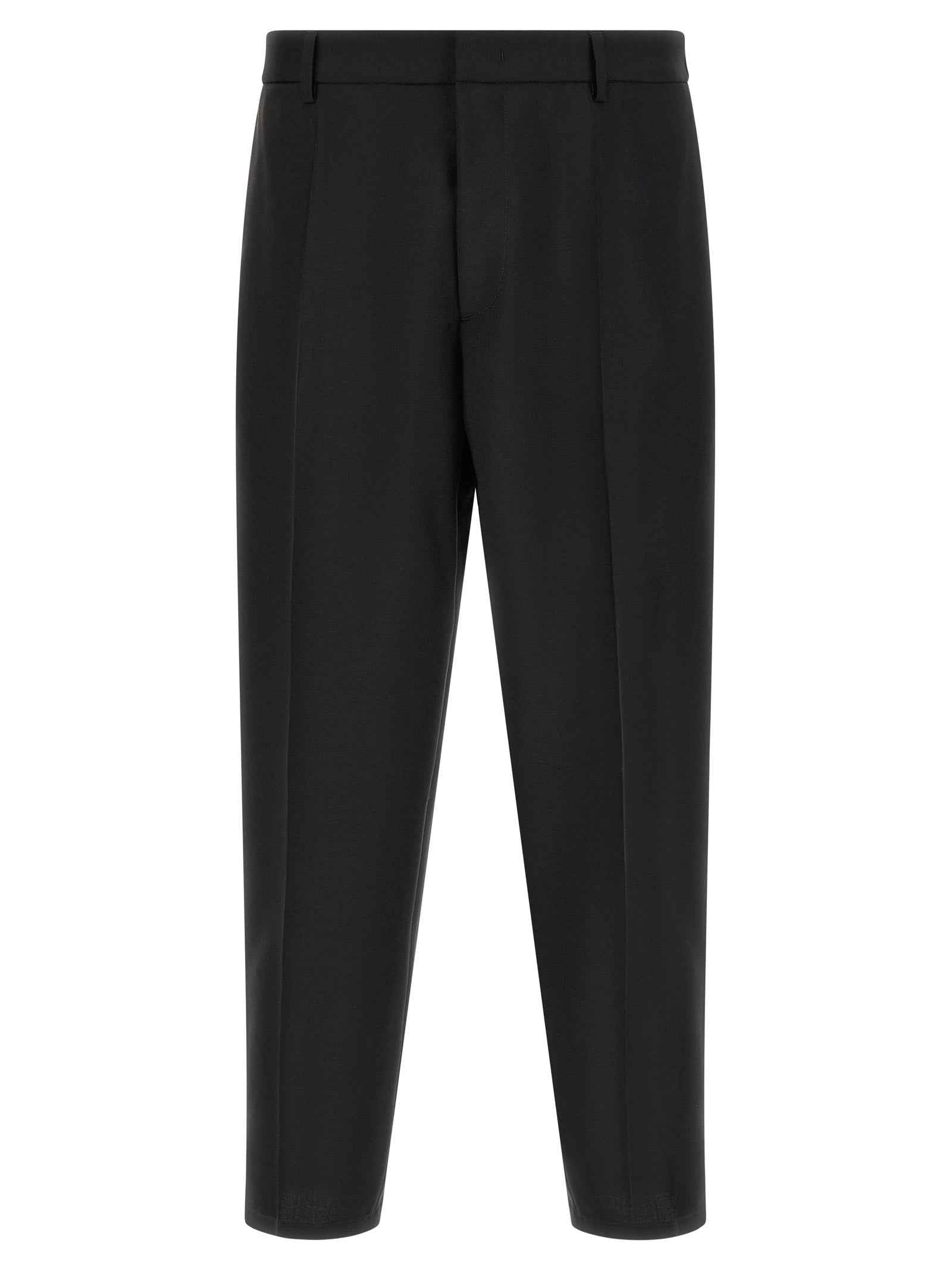 Black Virgin Wool Cropped Pants
