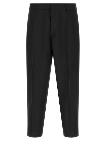 Black Virgin Wool Cropped Pants