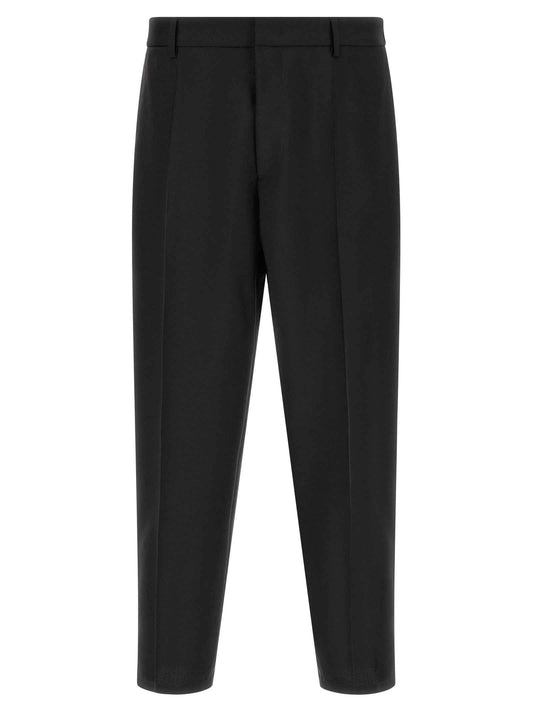 Black Virgin Wool Cropped Pants