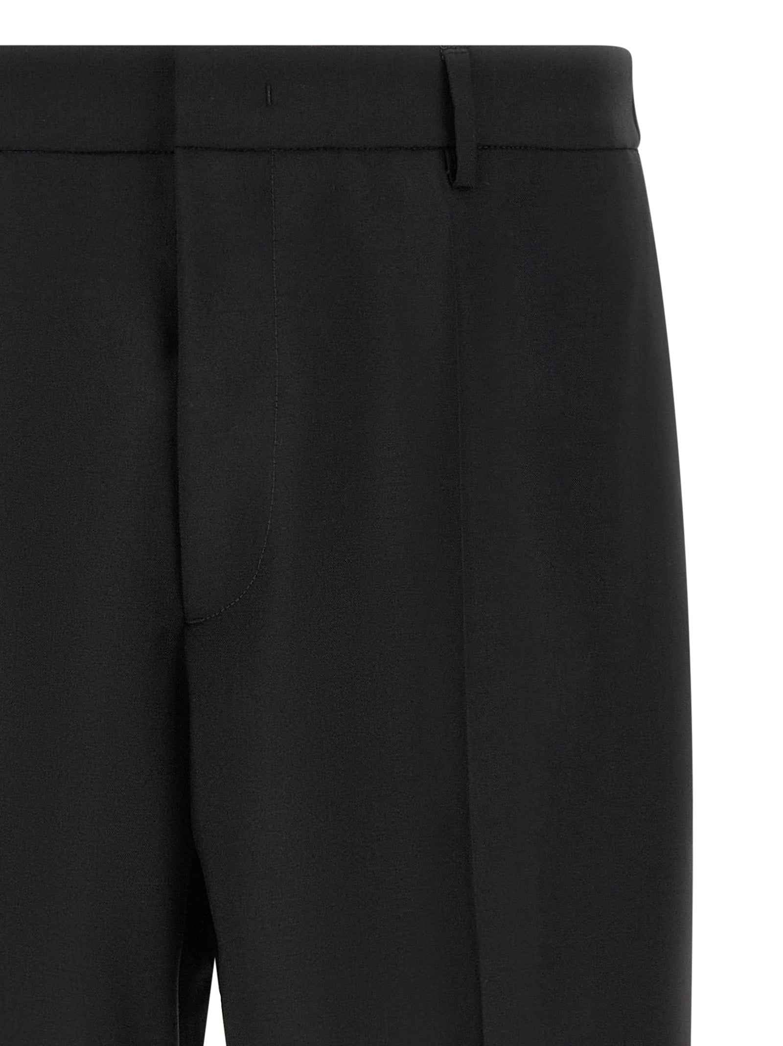 Black Virgin Wool Cropped Pants