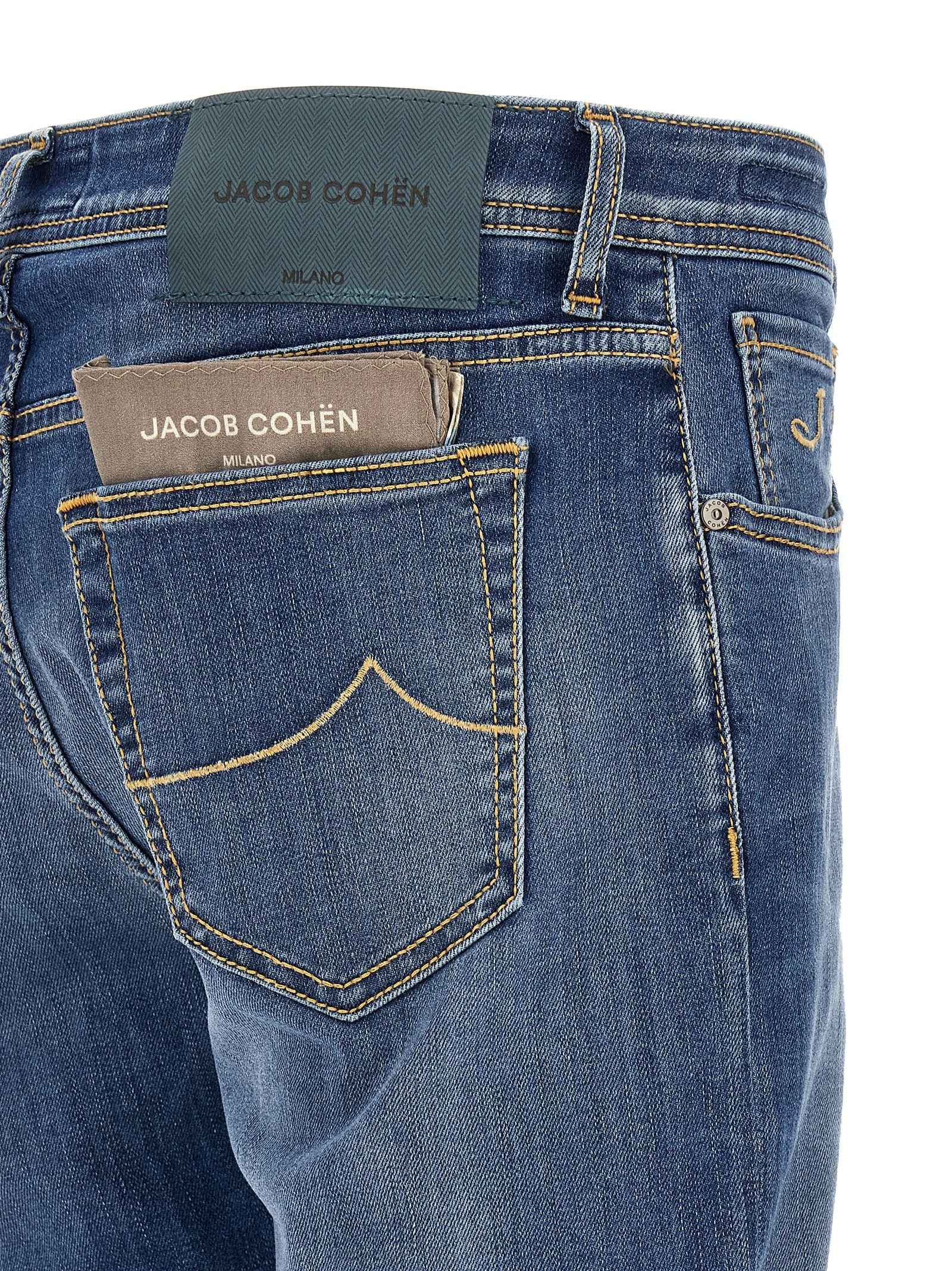 Blue Cotton Straight-Leg Jeans
