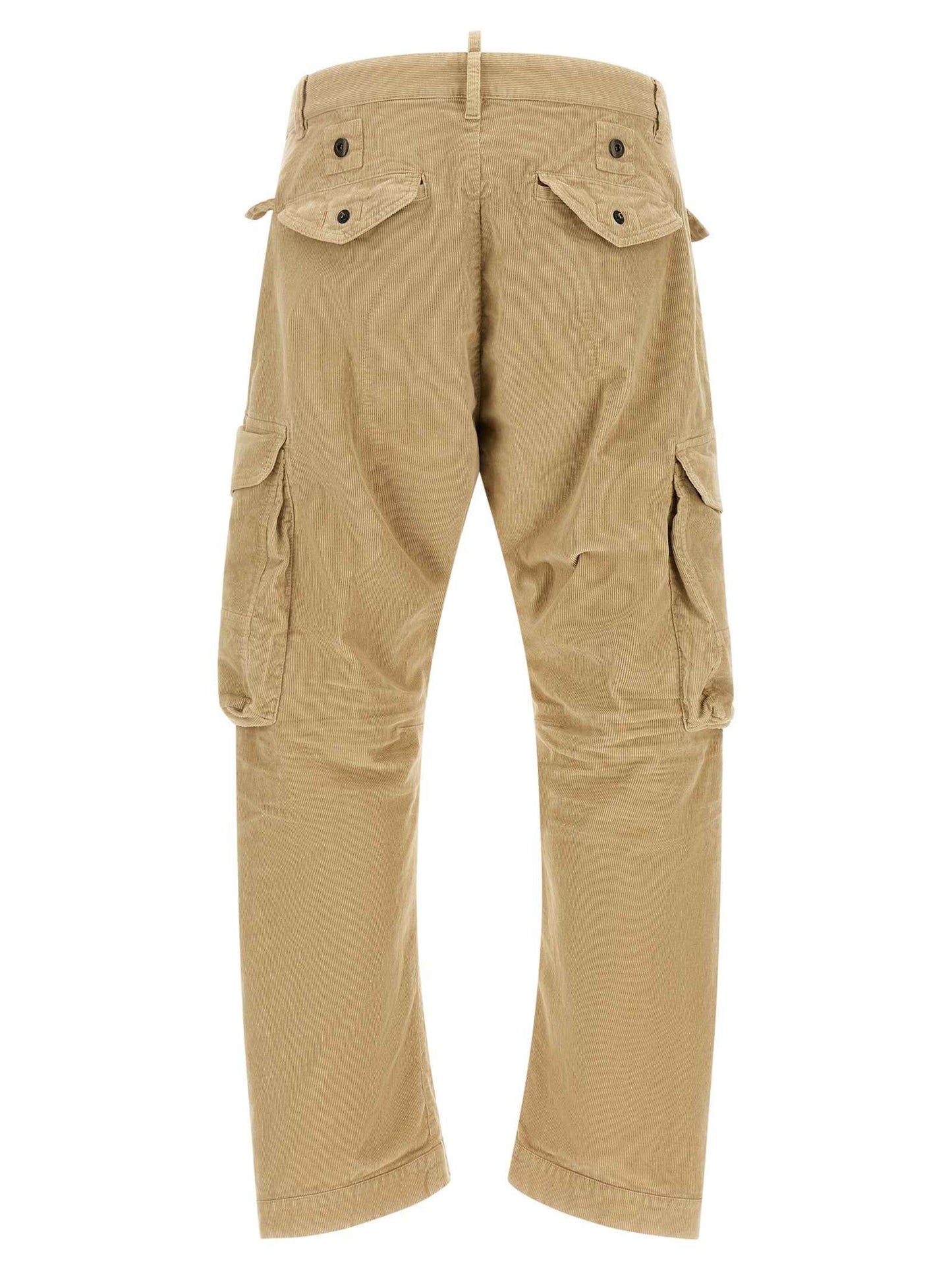Beige Cotton Cargo Pants