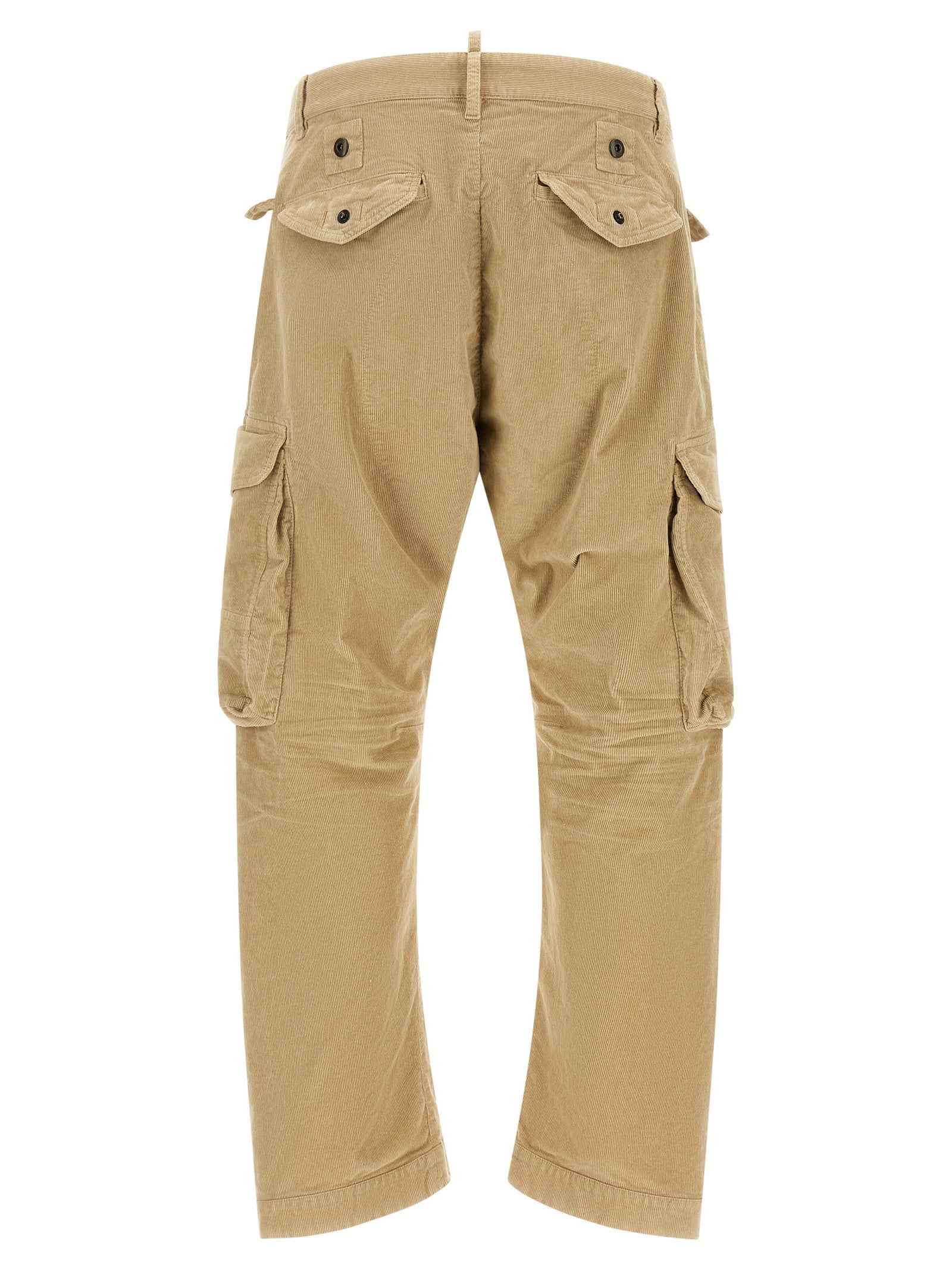 Beige Cotton Cargo Pants