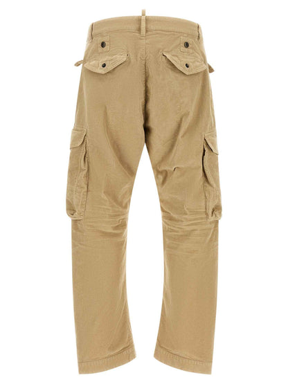 Beige Cotton Cargo Pants