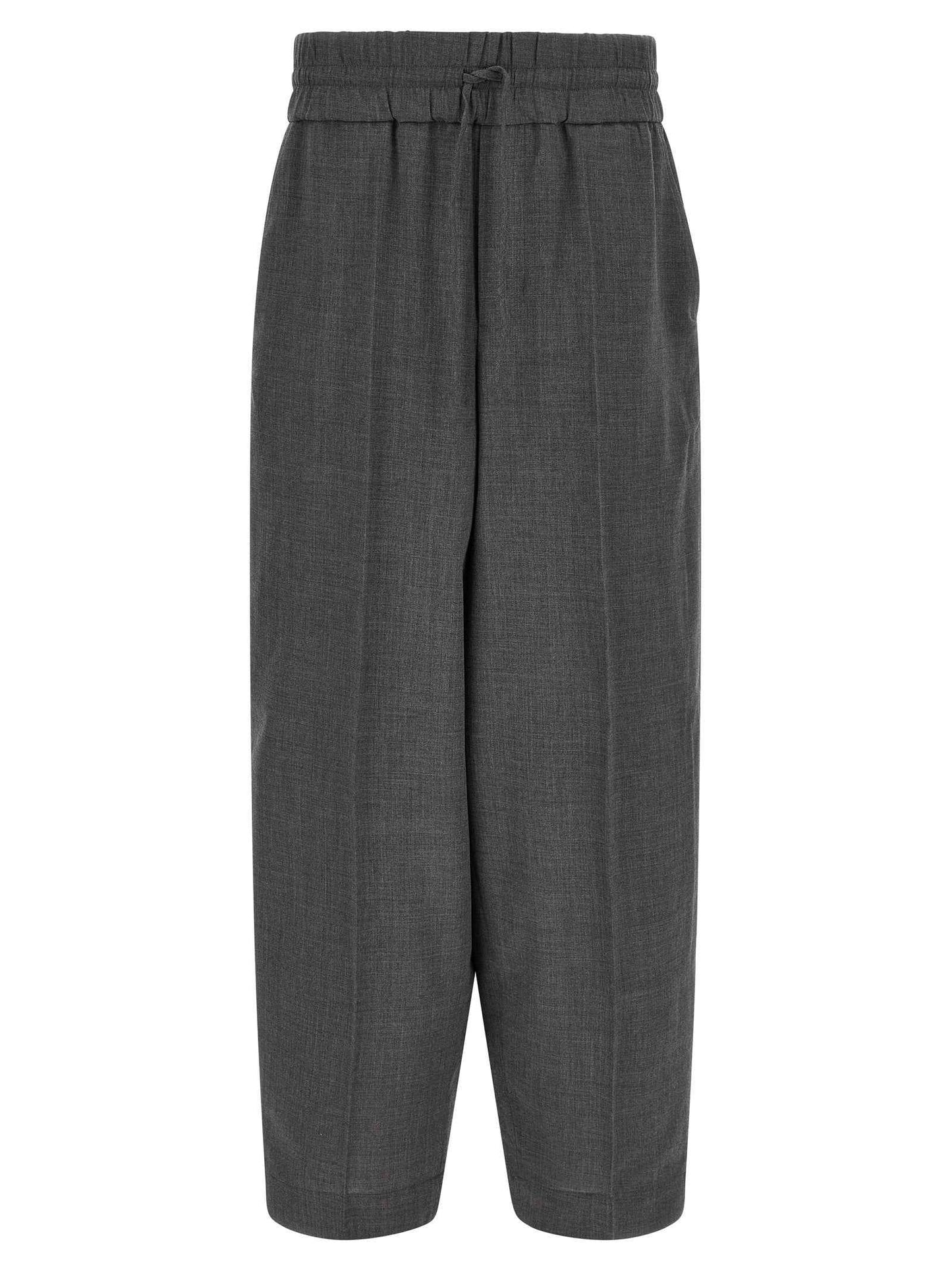 Gray Virgin Wool Casual Pants