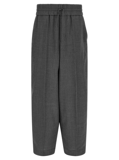 Gray Virgin Wool Casual Pants