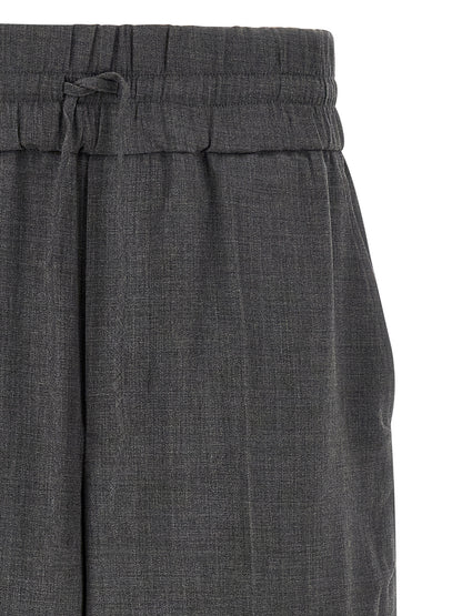 Gray Virgin Wool Casual Pants