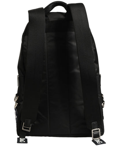 Men Black #DG LOVE Logo Patches Nylon Backpack Bag