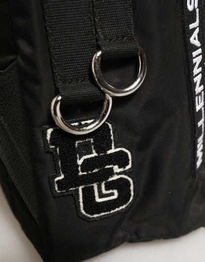 Men Black #DG LOVE Logo Patches Nylon Backpack Bag