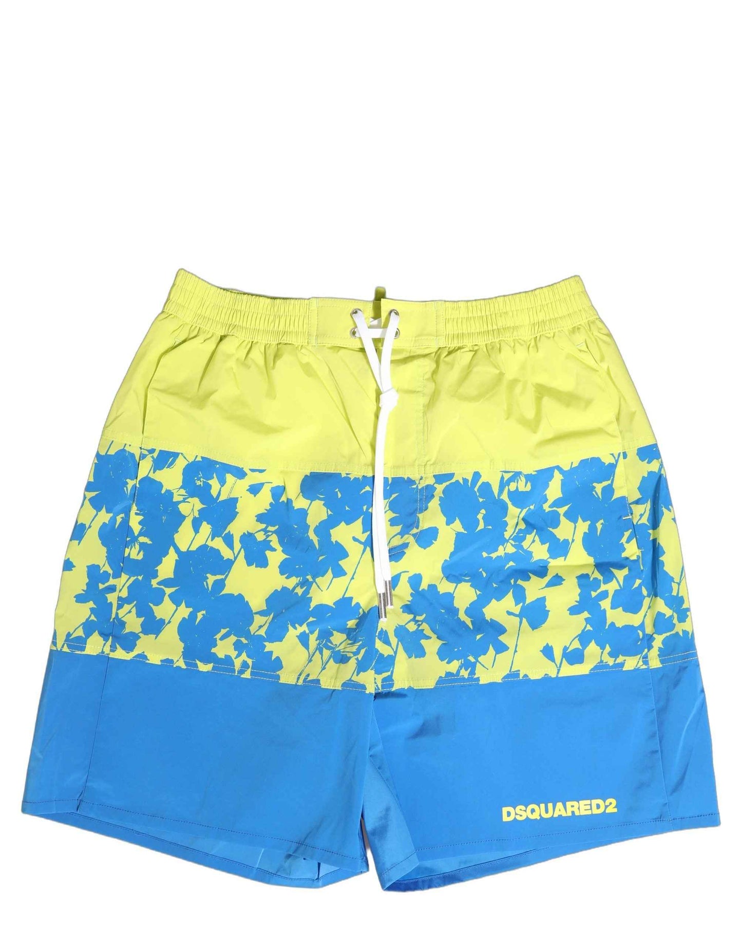 Blue Yellow Floral Boxer Shorts Beachwear Swimwear