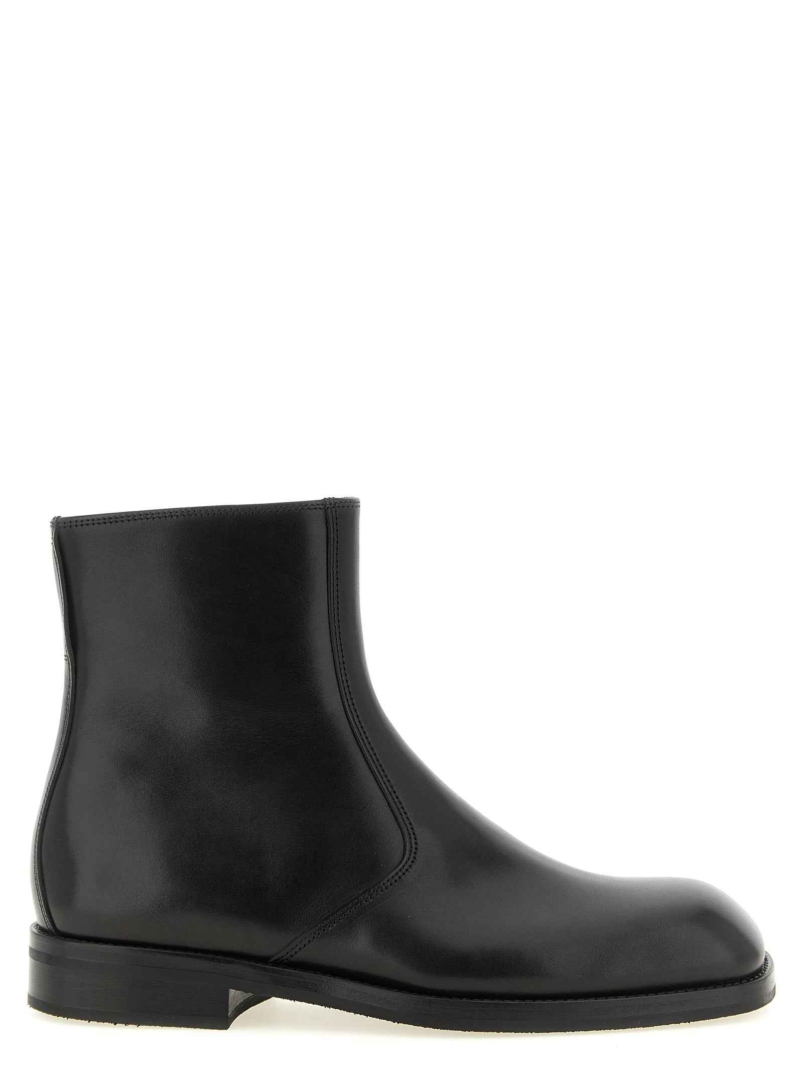 Black Lamb Leather Ankle Boots