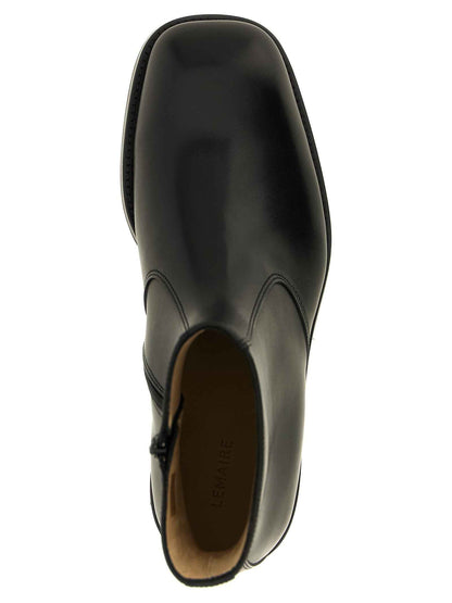 Black Lamb Leather Ankle Boots