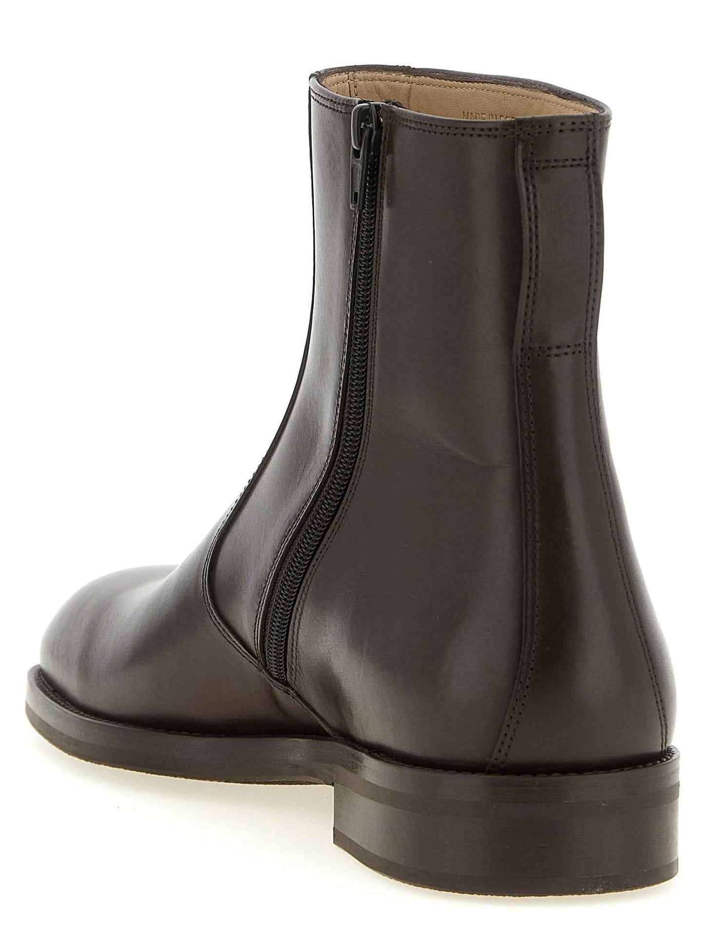 Brown Lamb Leather Ankle Boots
