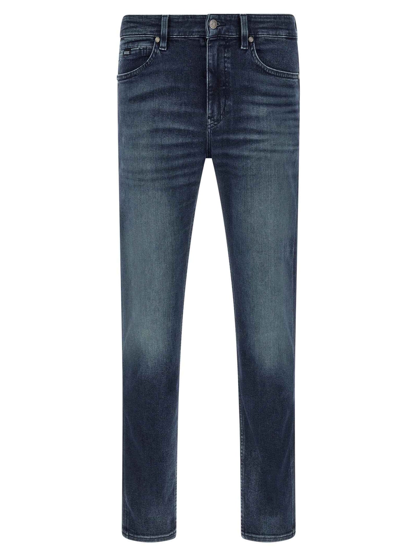 Blue Cotton Tapered Jeans