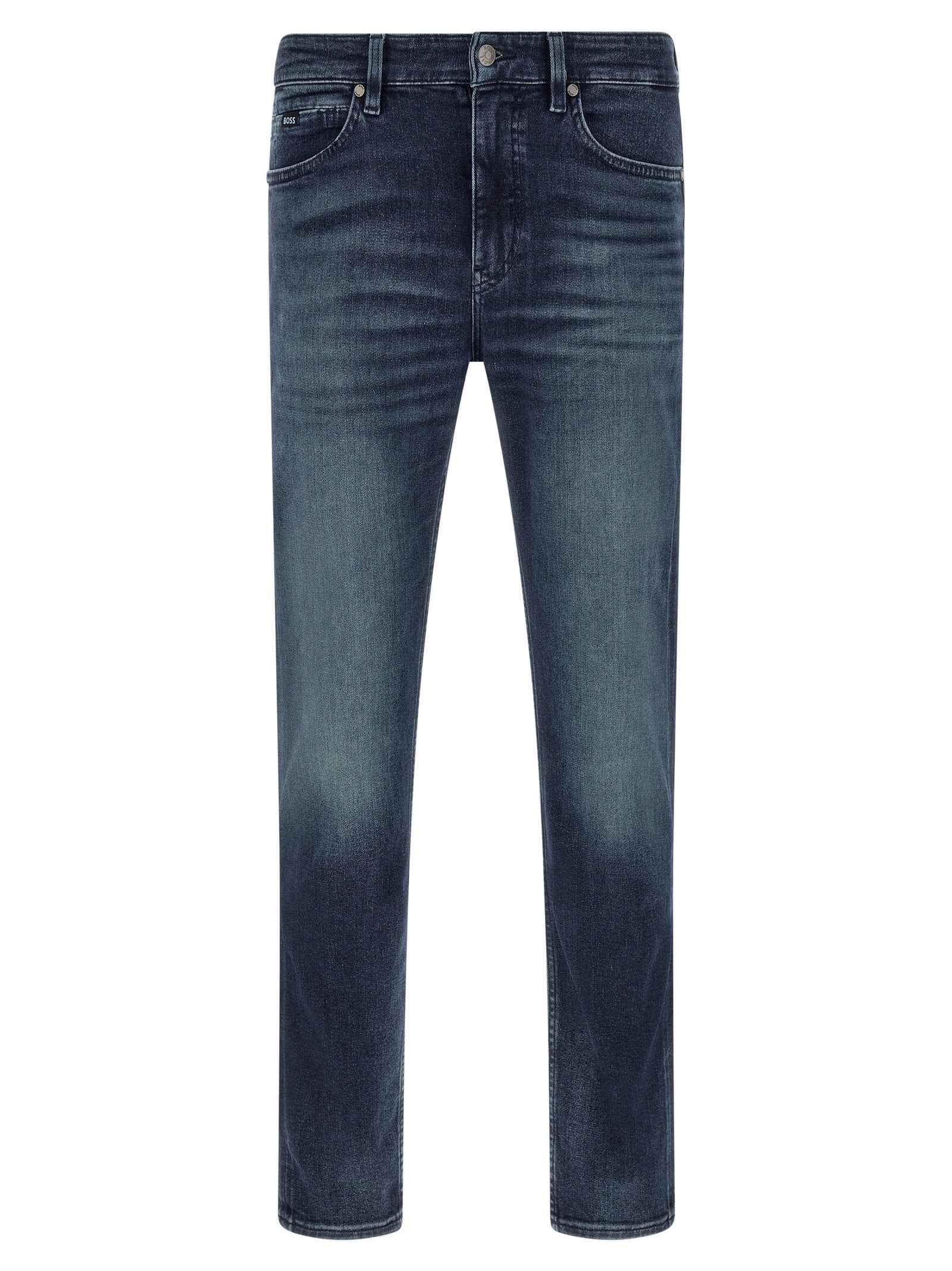 Blue Cotton Tapered Jeans