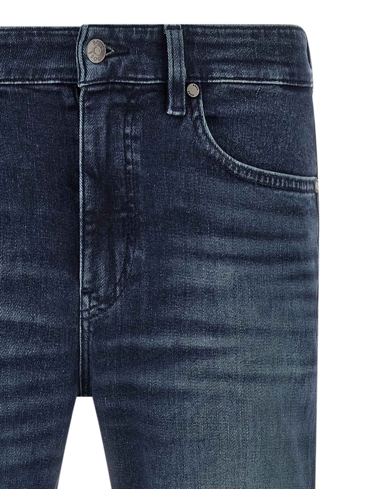 Blue Cotton Tapered Jeans