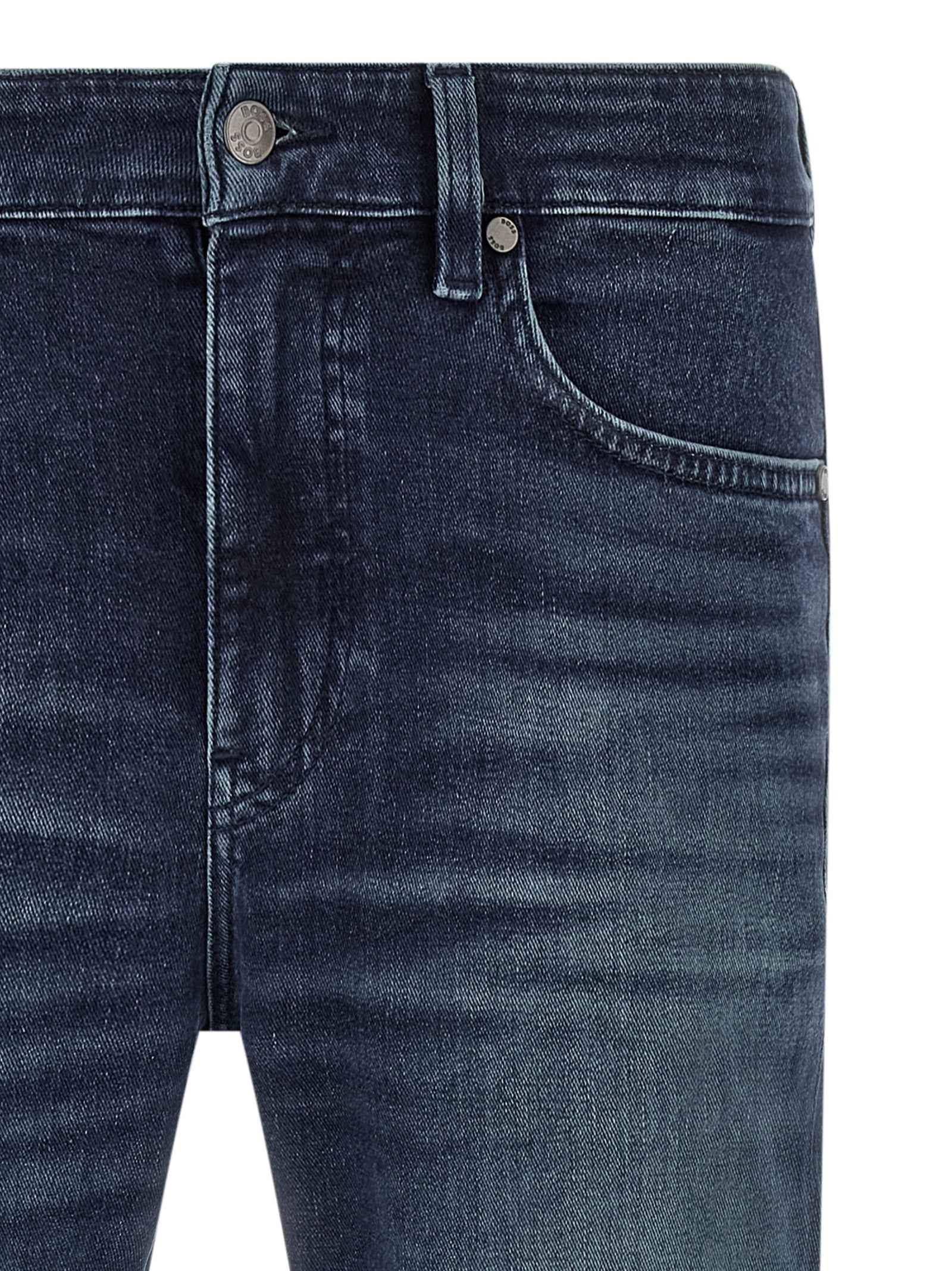Blue Cotton Tapered Jeans