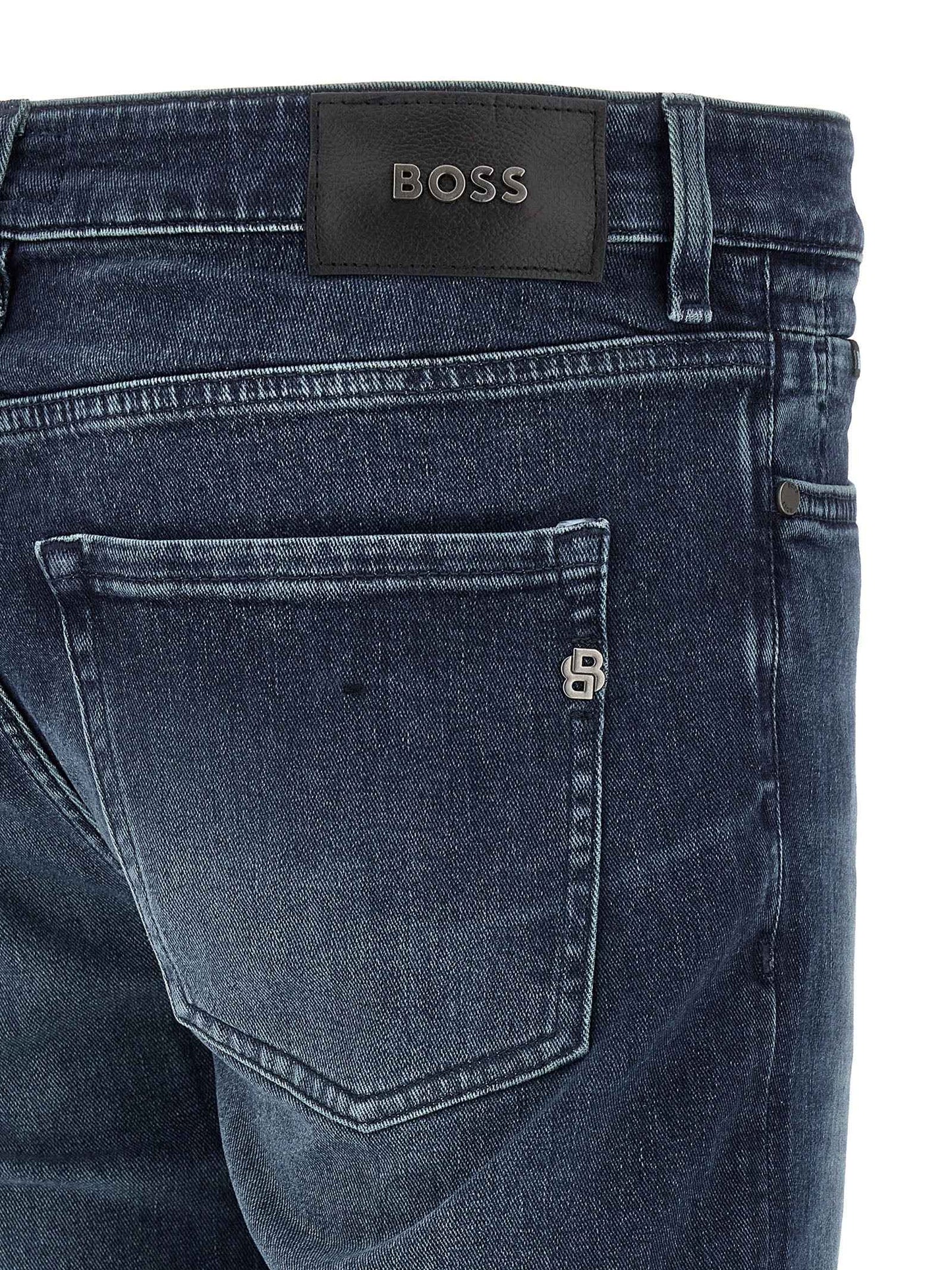 Blue Cotton Tapered Jeans