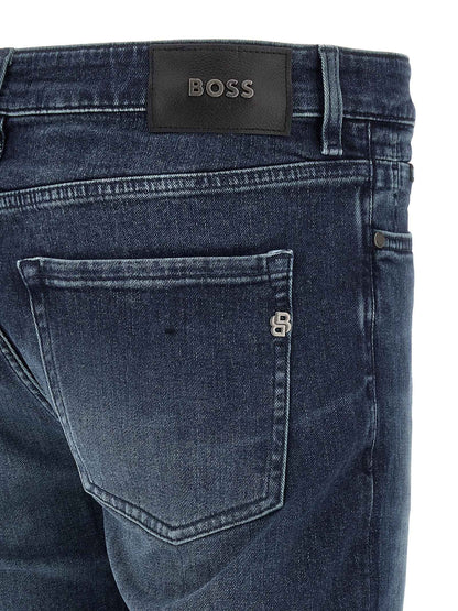 Blue Cotton Tapered Jeans