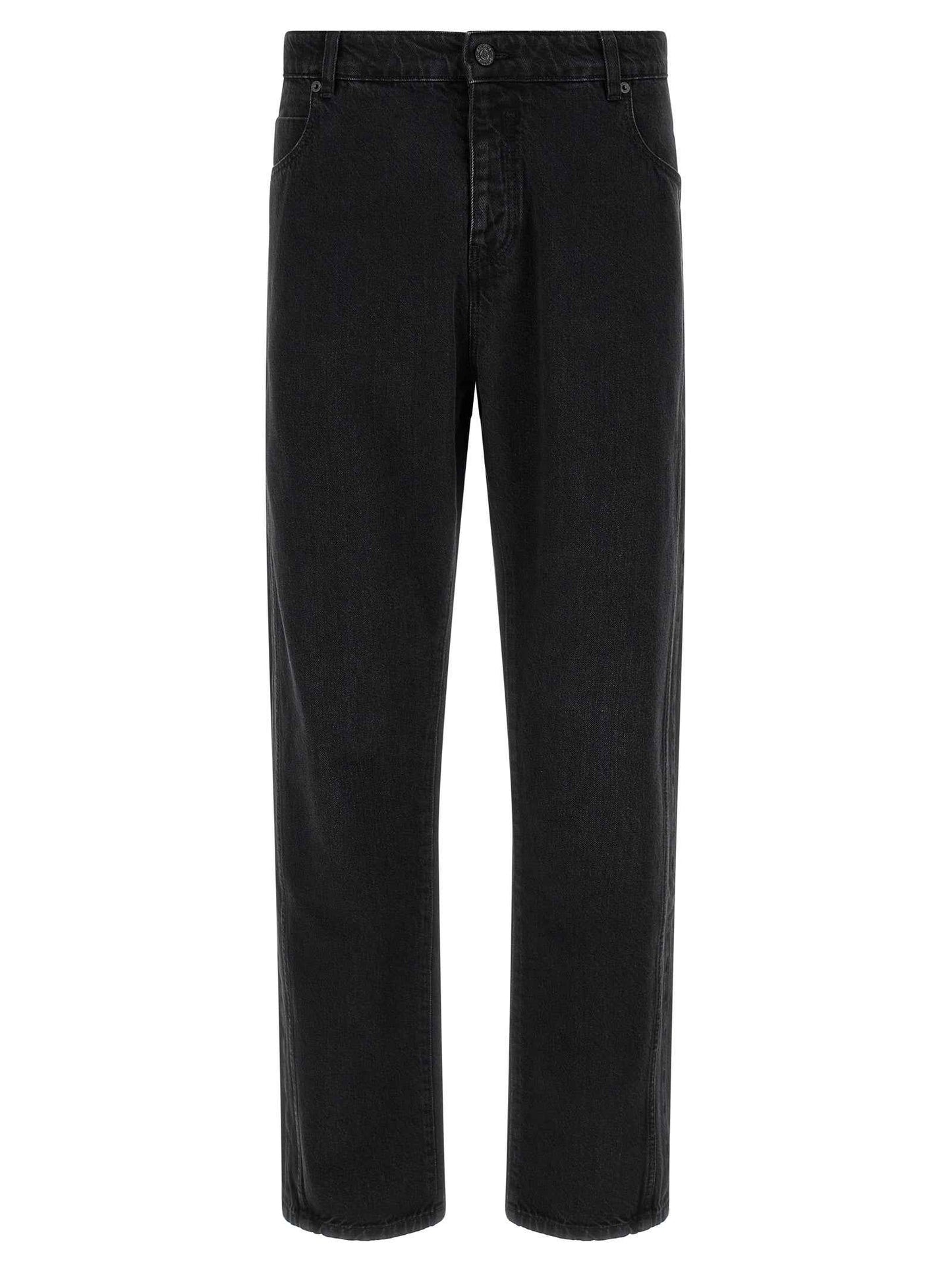 Black Cotton Straight-Leg Jeans
