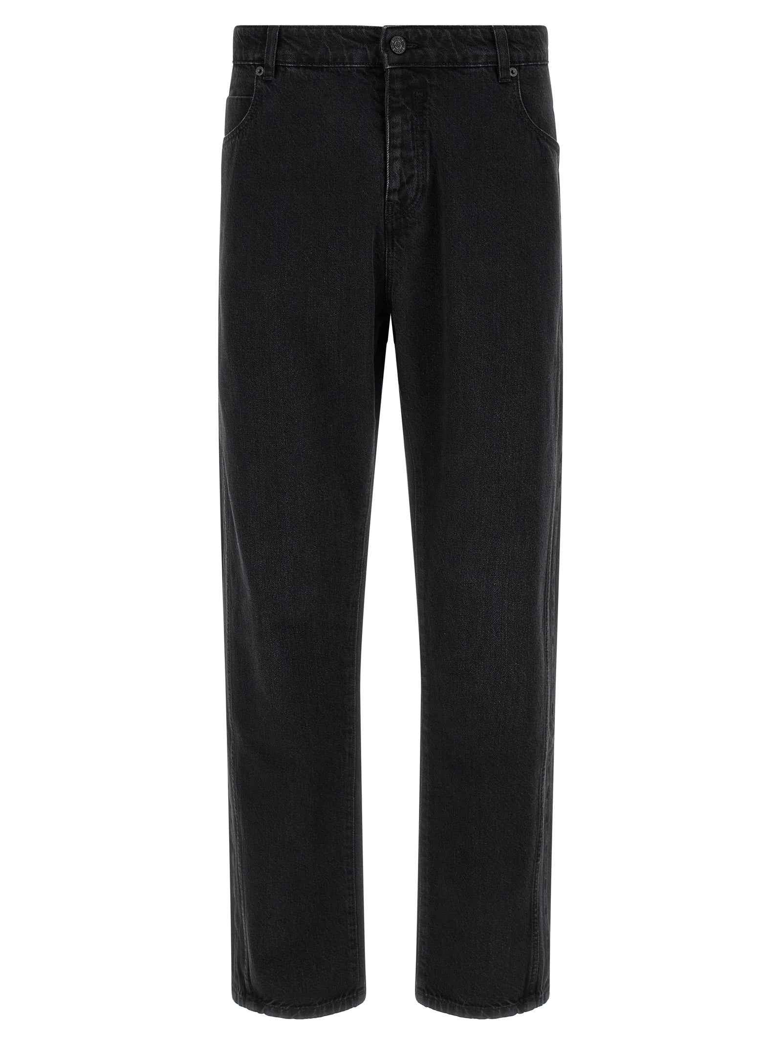 Black Cotton Straight-Leg Jeans
