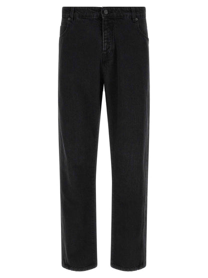 Black Cotton Straight-Leg Jeans