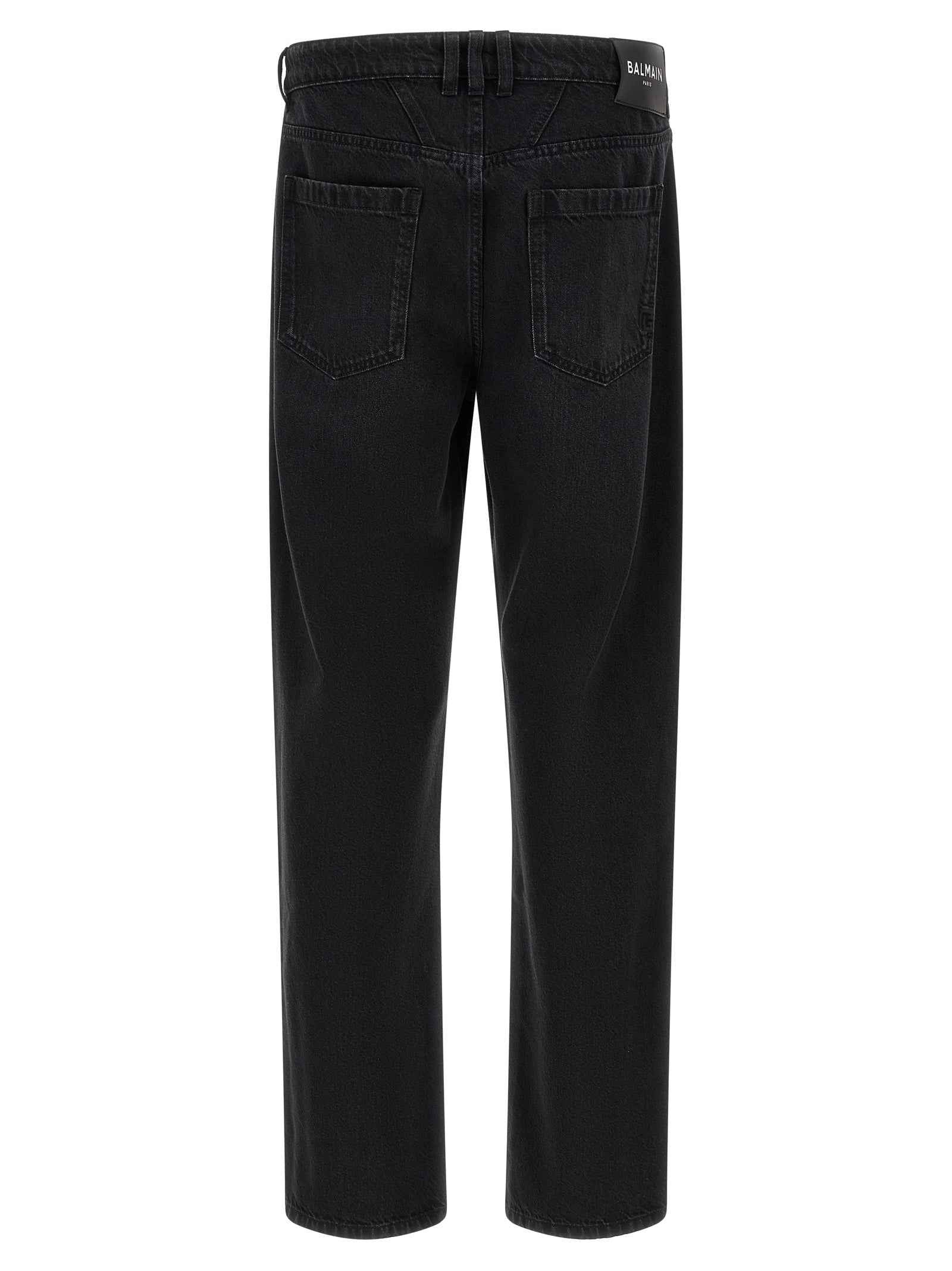 Black Cotton Straight-Leg Jeans