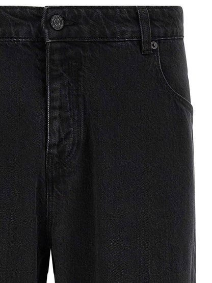 Black Cotton Straight-Leg Jeans