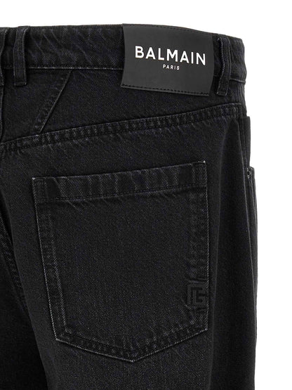Black Cotton Straight-Leg Jeans