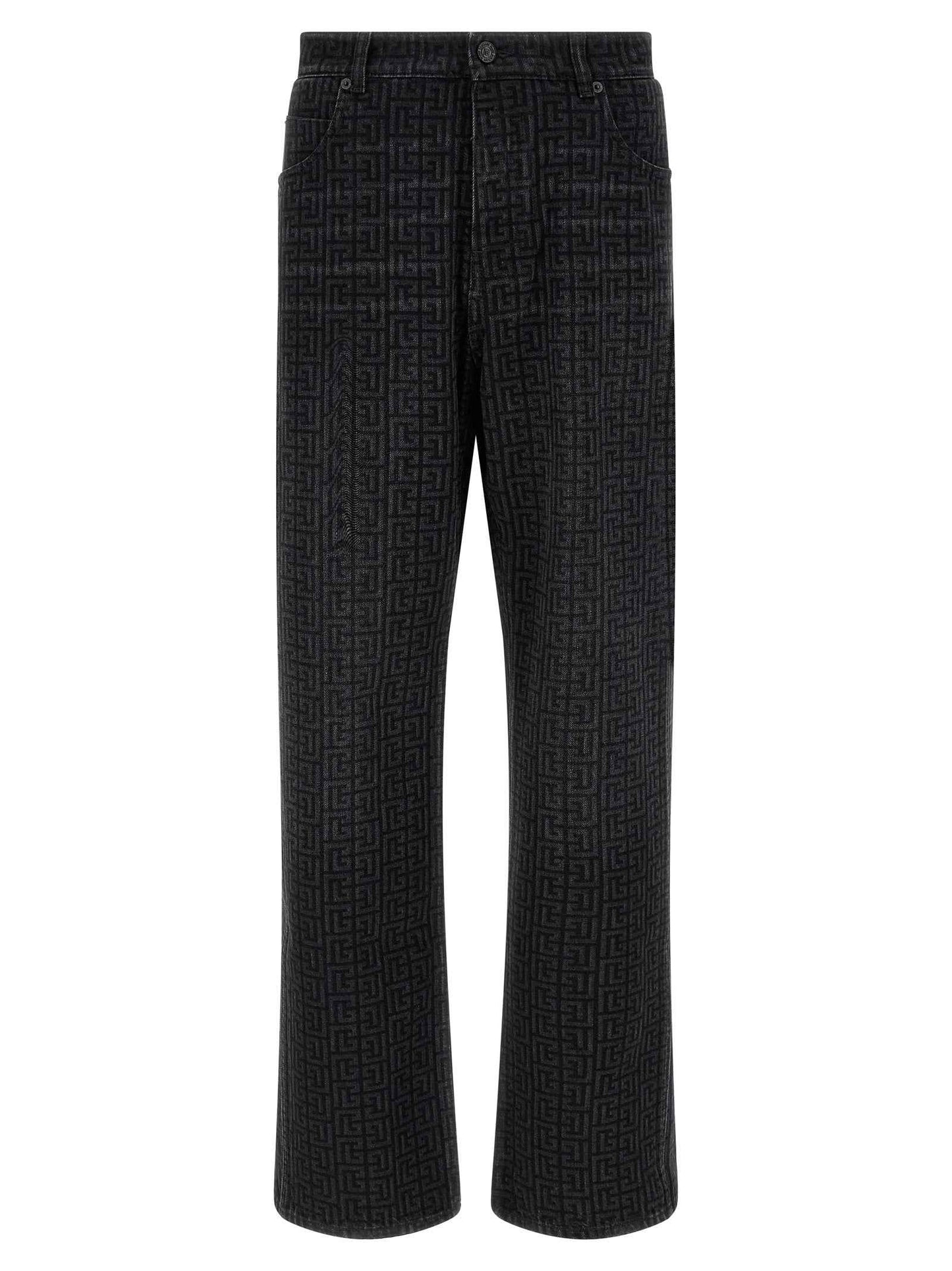 Black Cotton Straight-Leg Jeans