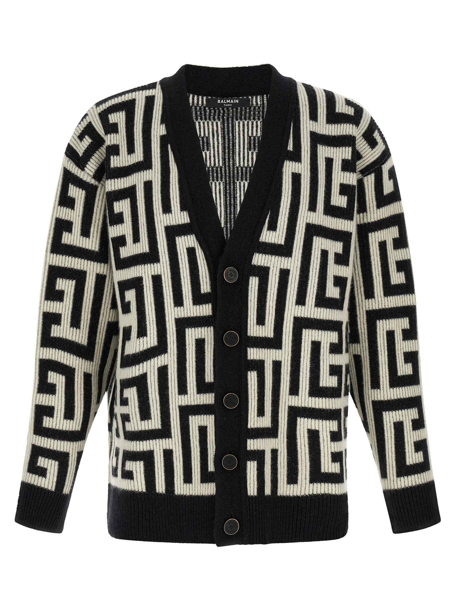 Bicolor Merino Wool Cardigan