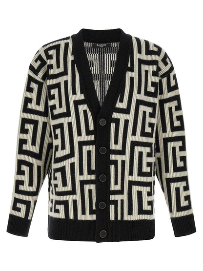 Bicolor Merino Wool Cardigan