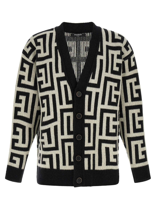 Bicolor Merino Wool Cardigan