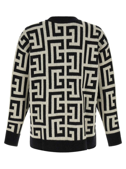 Bicolor Merino Wool Cardigan