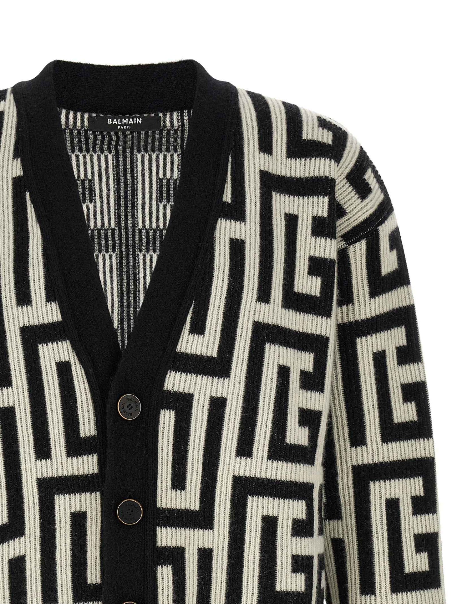 Bicolor Merino Wool Cardigan
