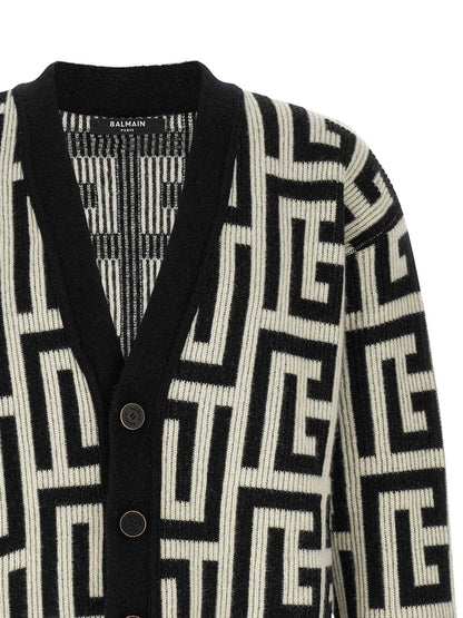 Bicolor Merino Wool Cardigan