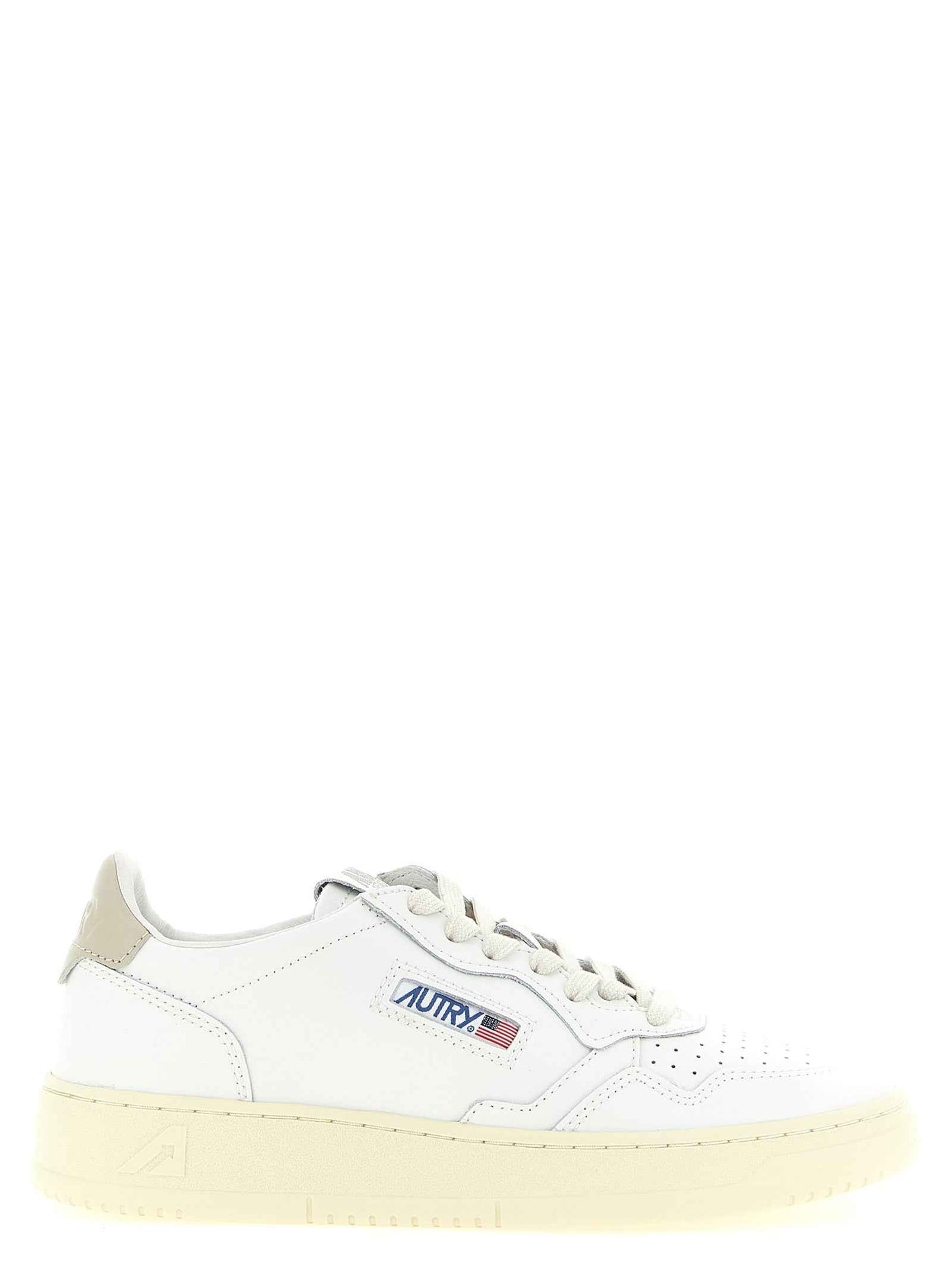 Beige Cowhide Low Top Sneakers