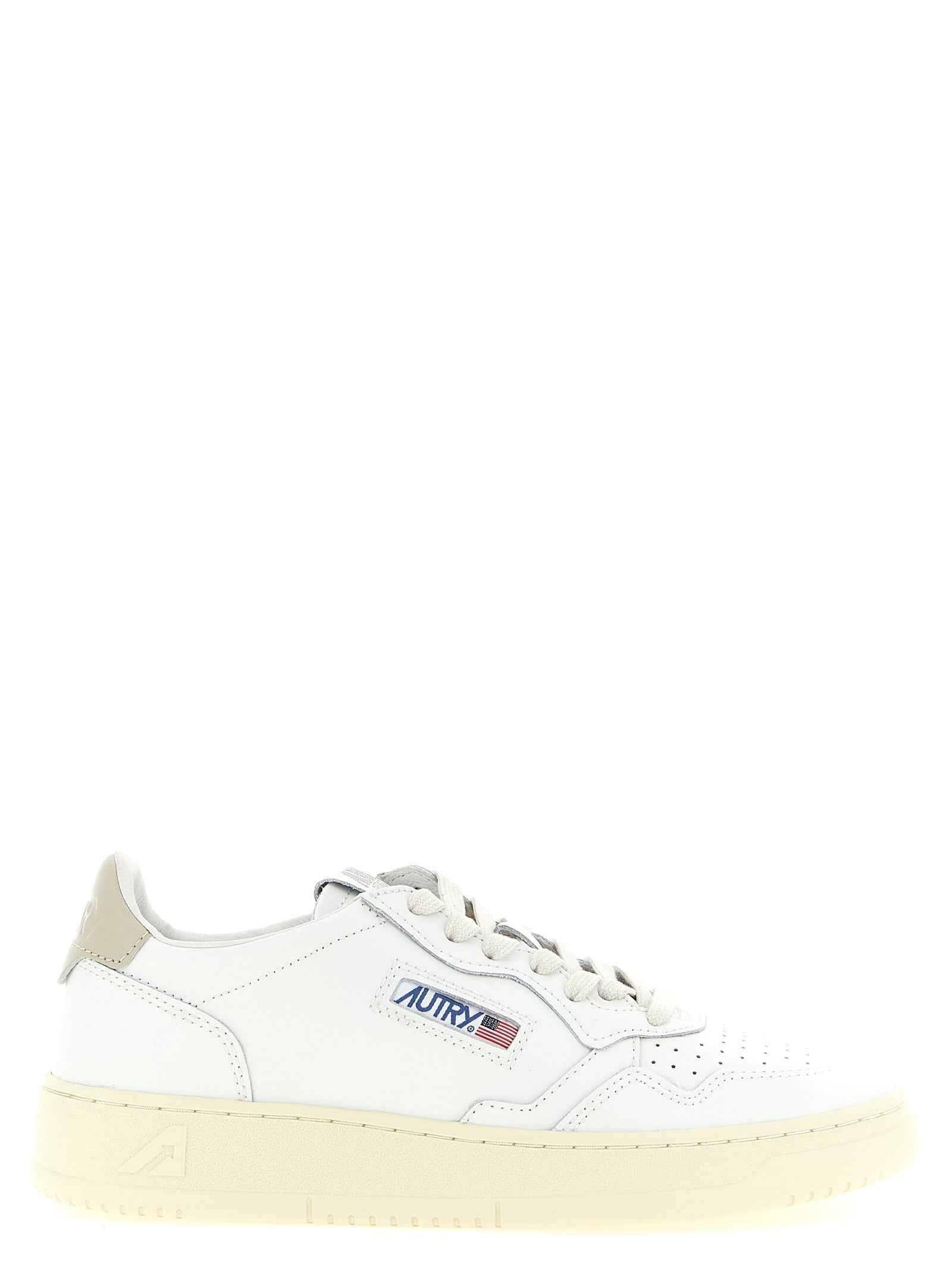 Beige Cowhide Low Top Sneakers