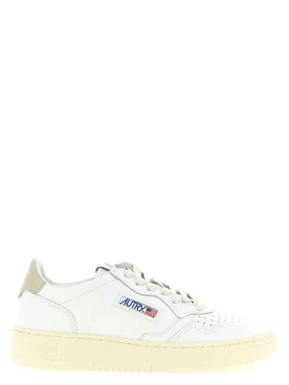 Beige Cowhide Low Top Sneakers