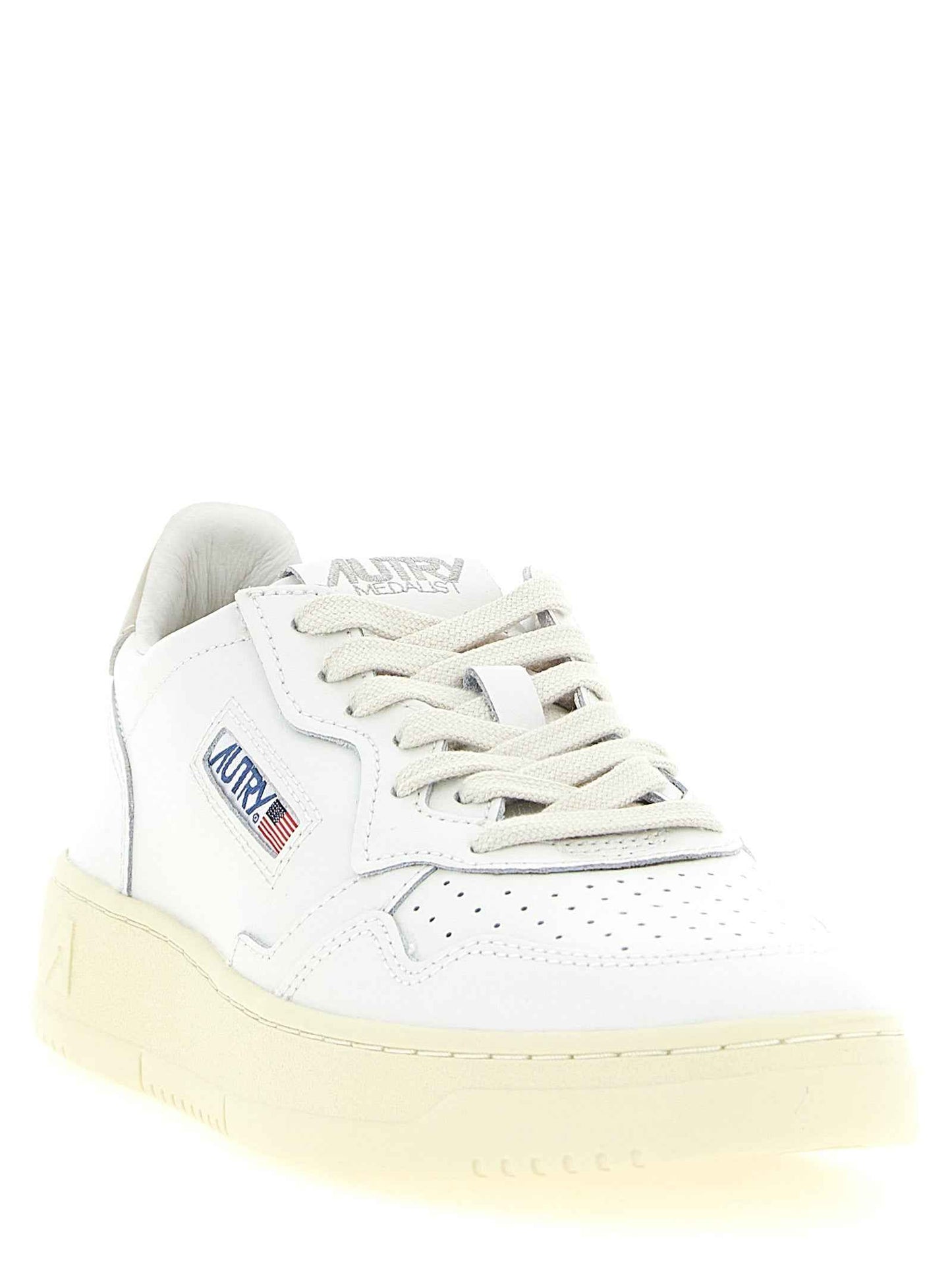 Beige Cowhide Low Top Sneakers