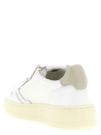 Beige Cowhide Low Top Sneakers