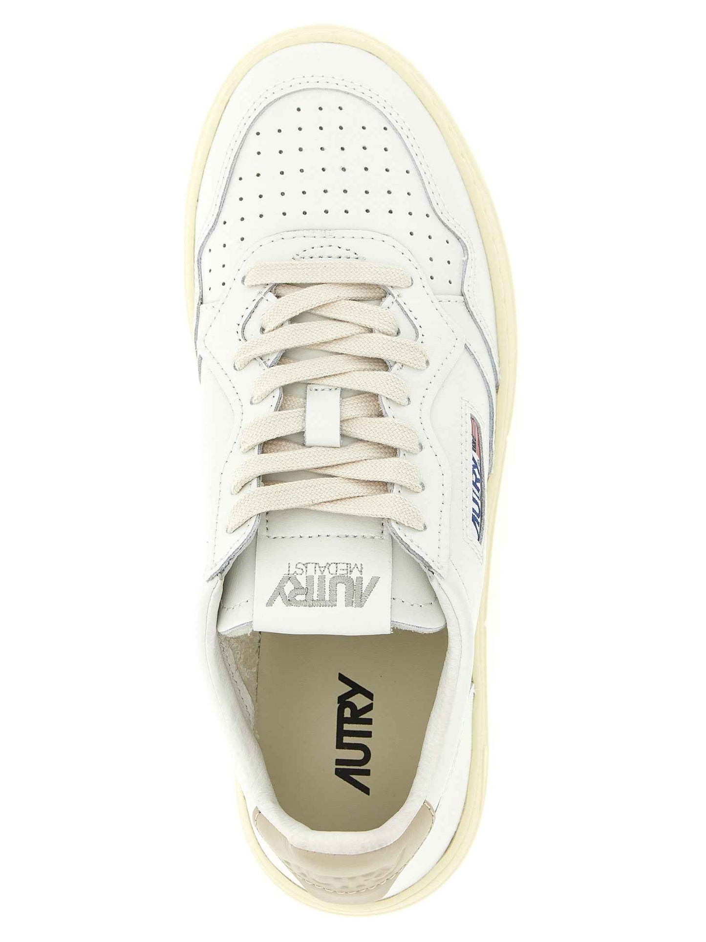 Beige Cowhide Low Top Sneakers