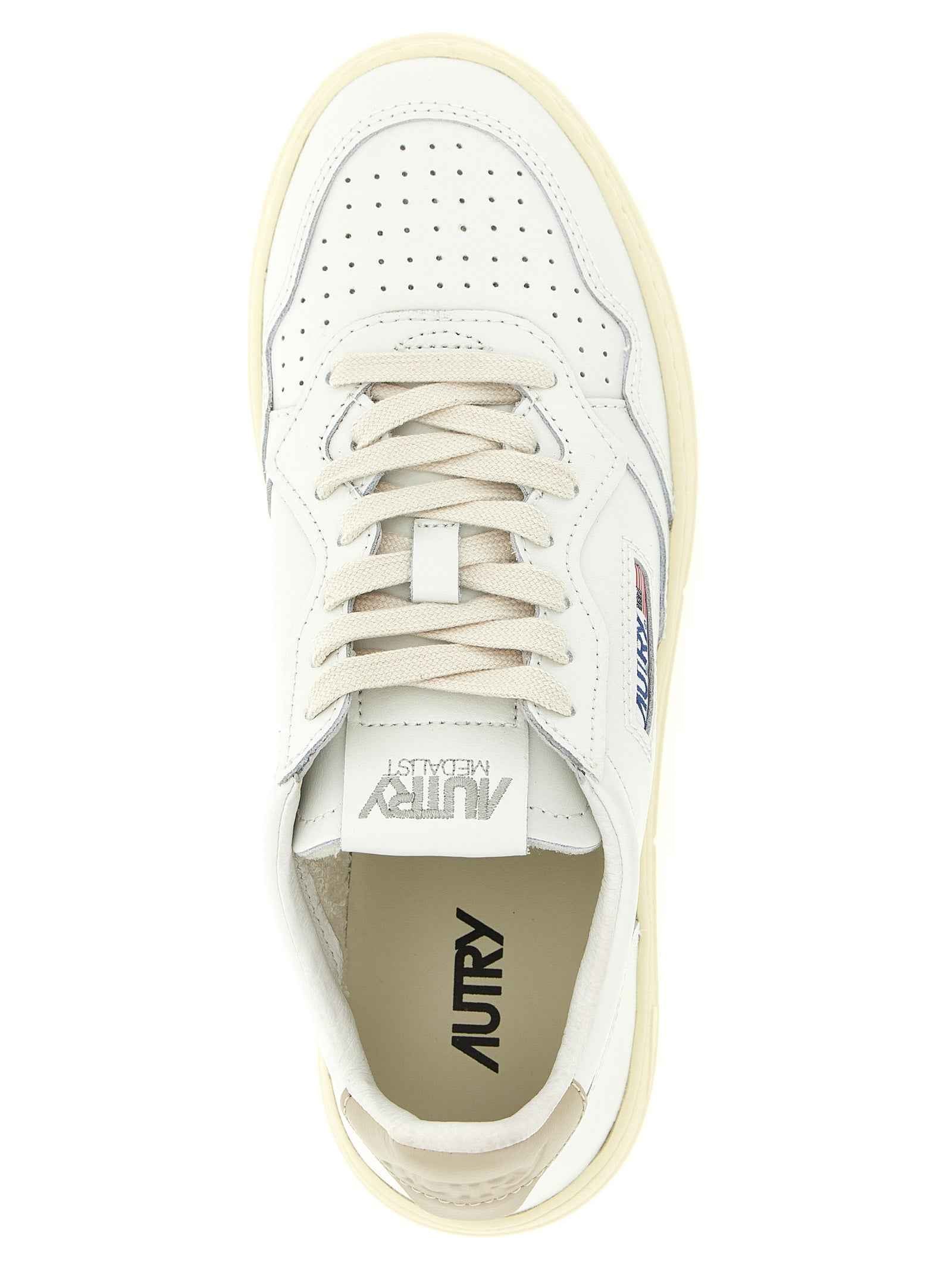Beige Cowhide Low Top Sneakers