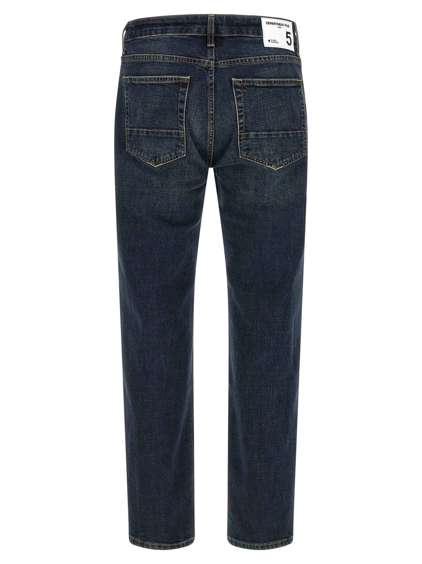 Blue Cotton Straight-Leg Jeans